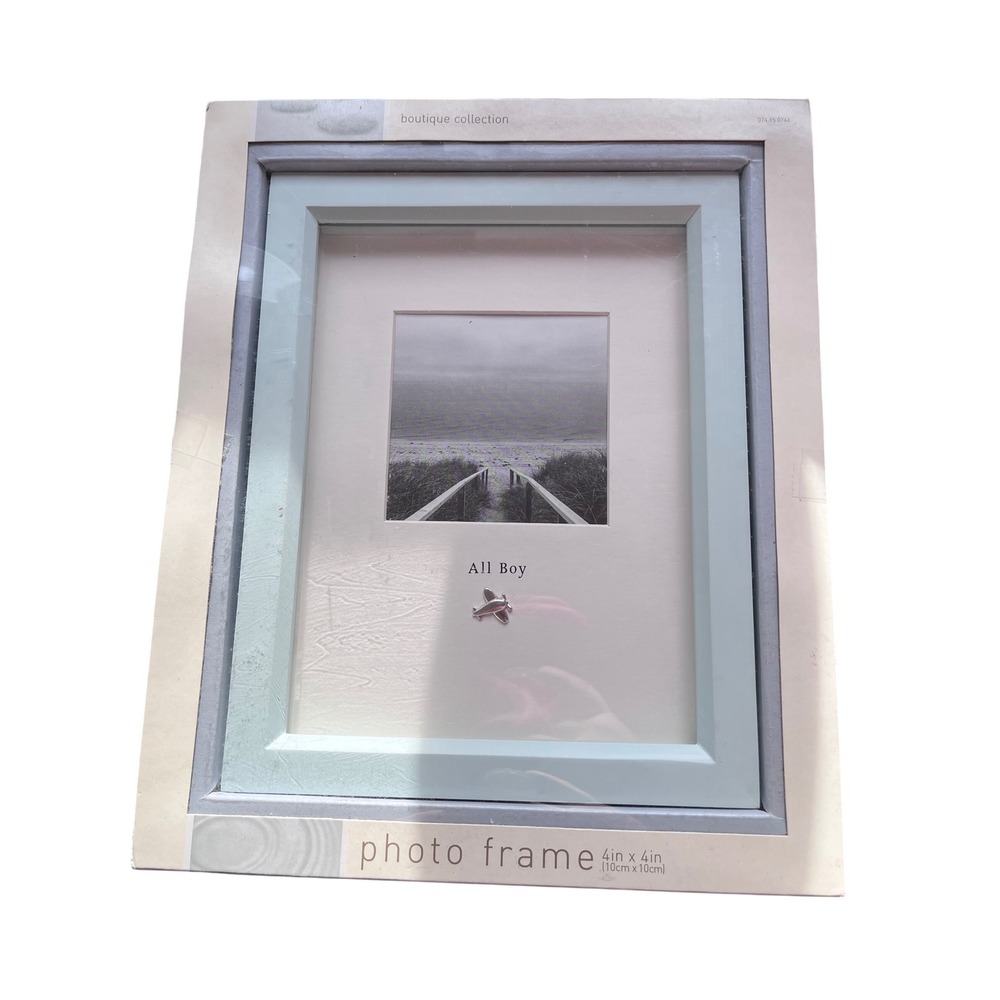 Boutique Collection All Boy Photo Frame 4x4 Light Blue Silver Airplane Charm NEW